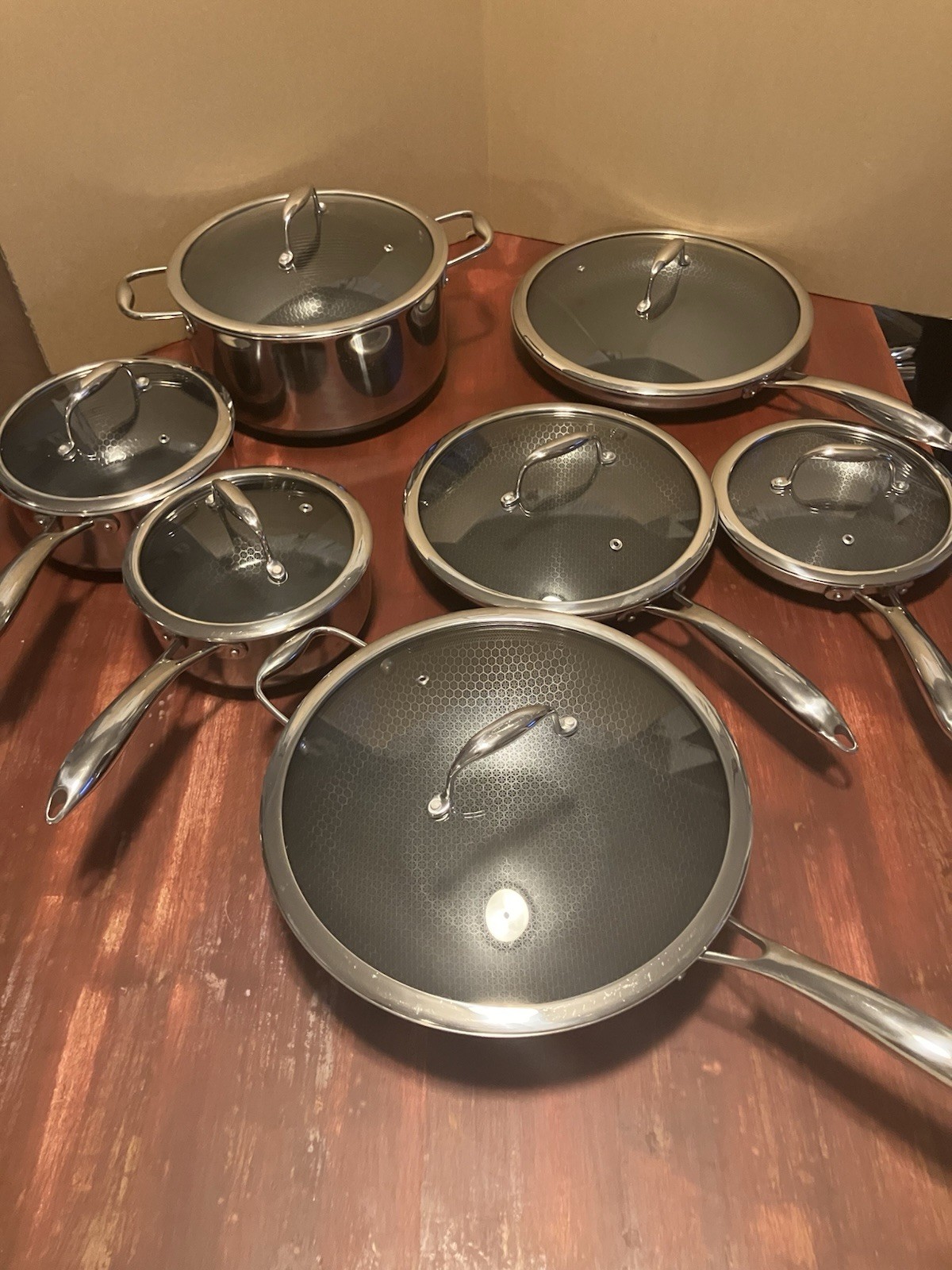 HexClad Hybrid Nonstick Cookware 13pc Complete Pots & Pans Set w/Lids