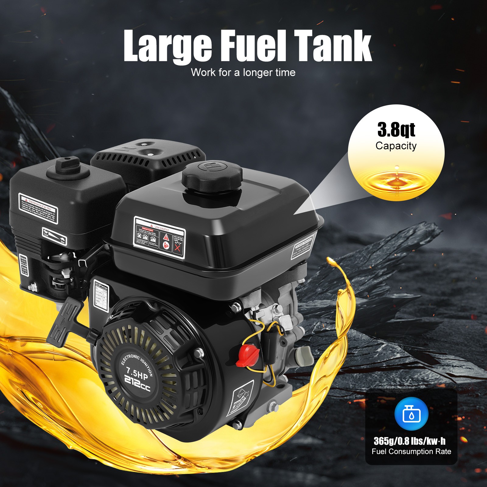 7.5HP Gas Engine 4-Stroke 212cc for Honda GX160 Go Kart Log Splitter Mini Bike