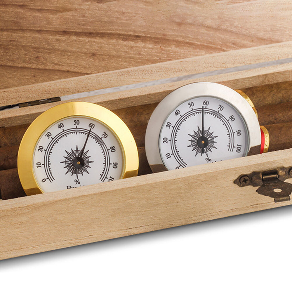 2 PCS Gold and Silver Frame 2″ Analog Hygrometer for Cigar Humidor Replacemen ^