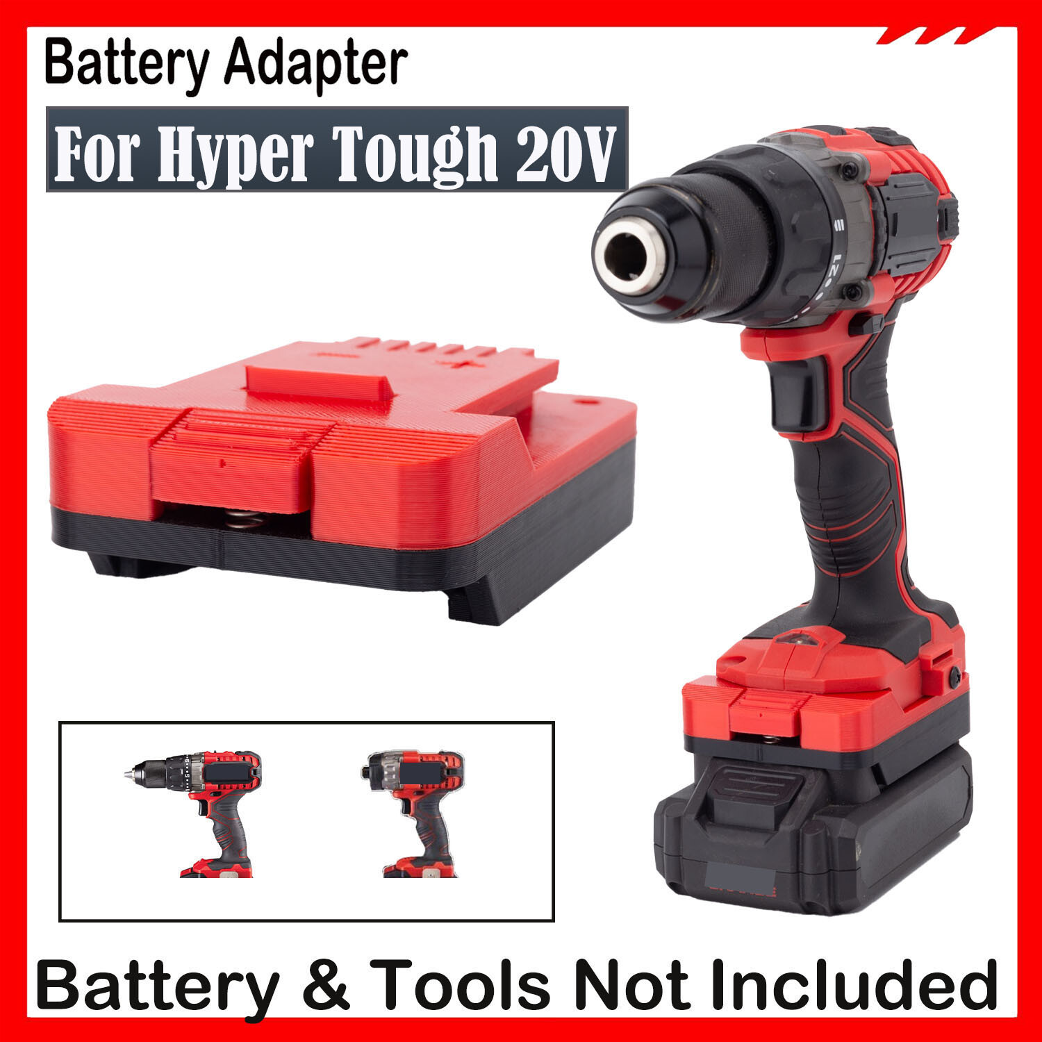 Adapter For Hyper Tough 20V Lithium-Ion Battery To For Bauer 20V Cordless Tools