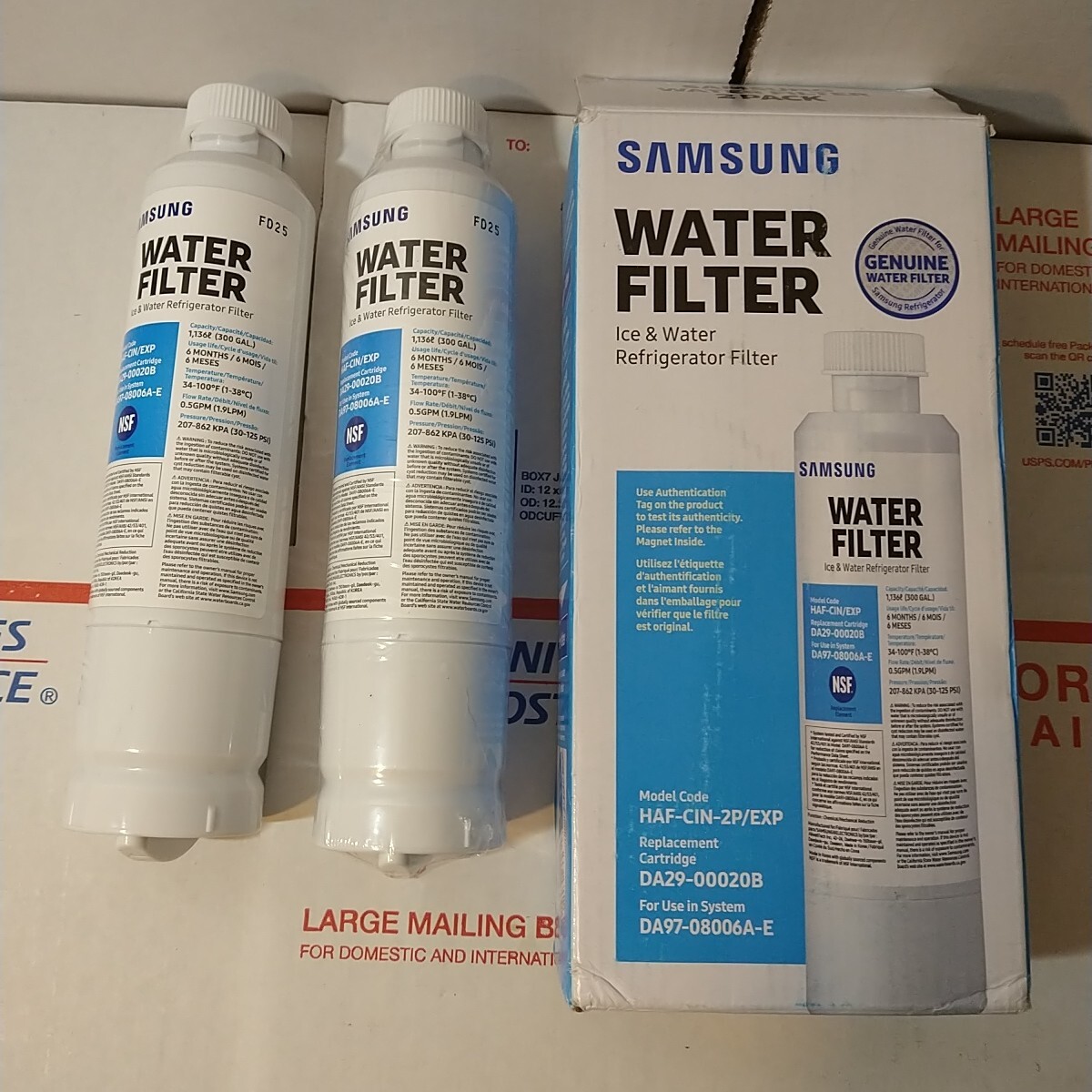 2 Pack Samsung DA29-00020B HAF-CIN/EXP Refrigerator Fresh Water Filter Cartridge