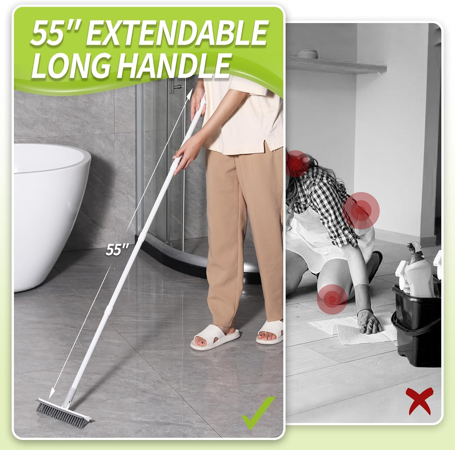 Grout Brush with Long Handle, Grout Cleaner for Tile Floors, Shower Tile Floor S