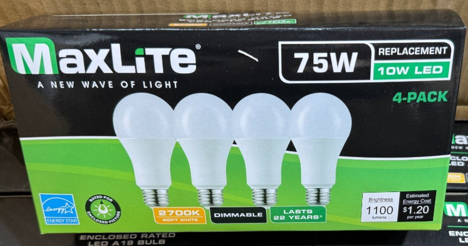 Lot Of 2 Boxes Of 4! Lightbulbs 10W-LED Dimmable – Total = 8 Bulbs