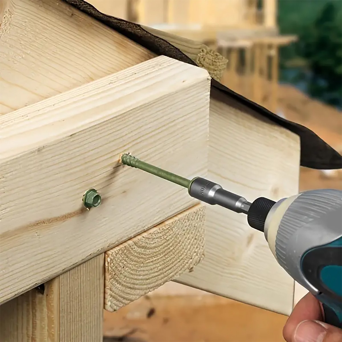 Heavy-Duty Green Timber Structural Wood Screws with Hex Socket 14*8″ Extra Long