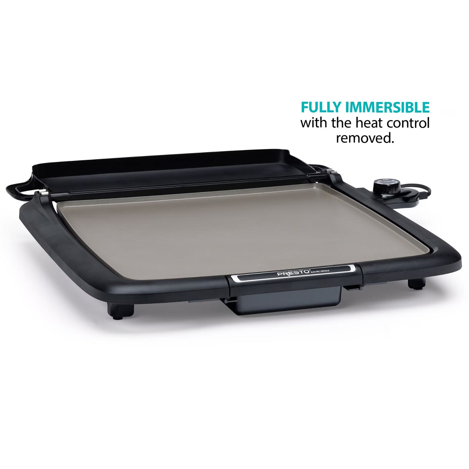 Presto Ceramic Electric Griddle/Warmer Plus, Black 07024, Dishwasher Safe Parts