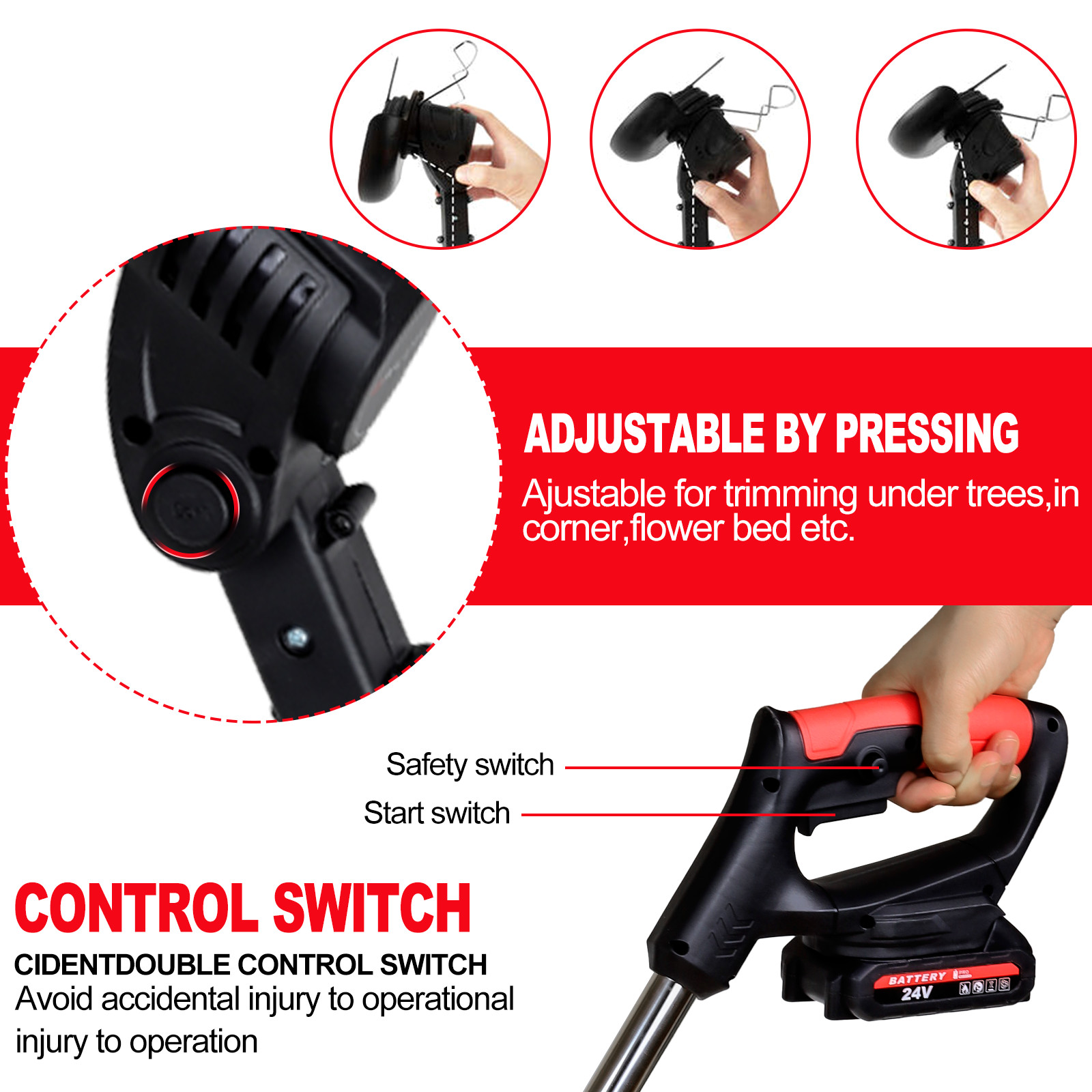 Electric Cordless Grass String Trimmer Lawn Edger Weed Wacker Cutter + 2 Battery
