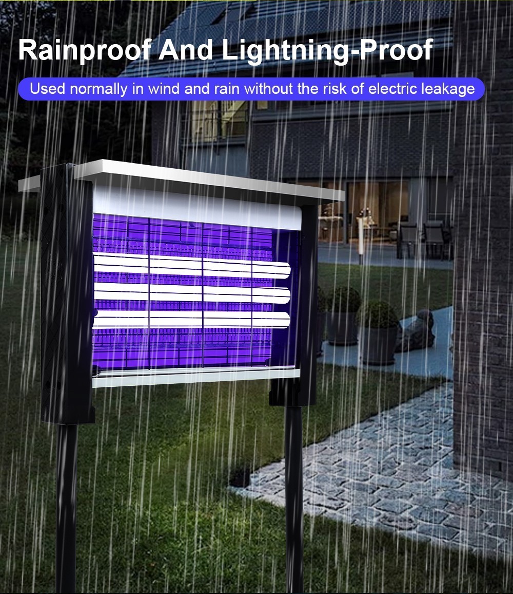 Solar Bug Zapper Outdoor Mosquito Zapper 4500V Waterproof Rechargeable Fly Trap