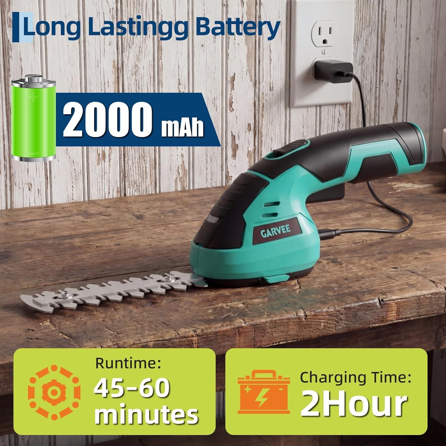 Cordless Hedge Trimmer Grass Shear Garden 2 in 1 Handheld Electric Grass Shears