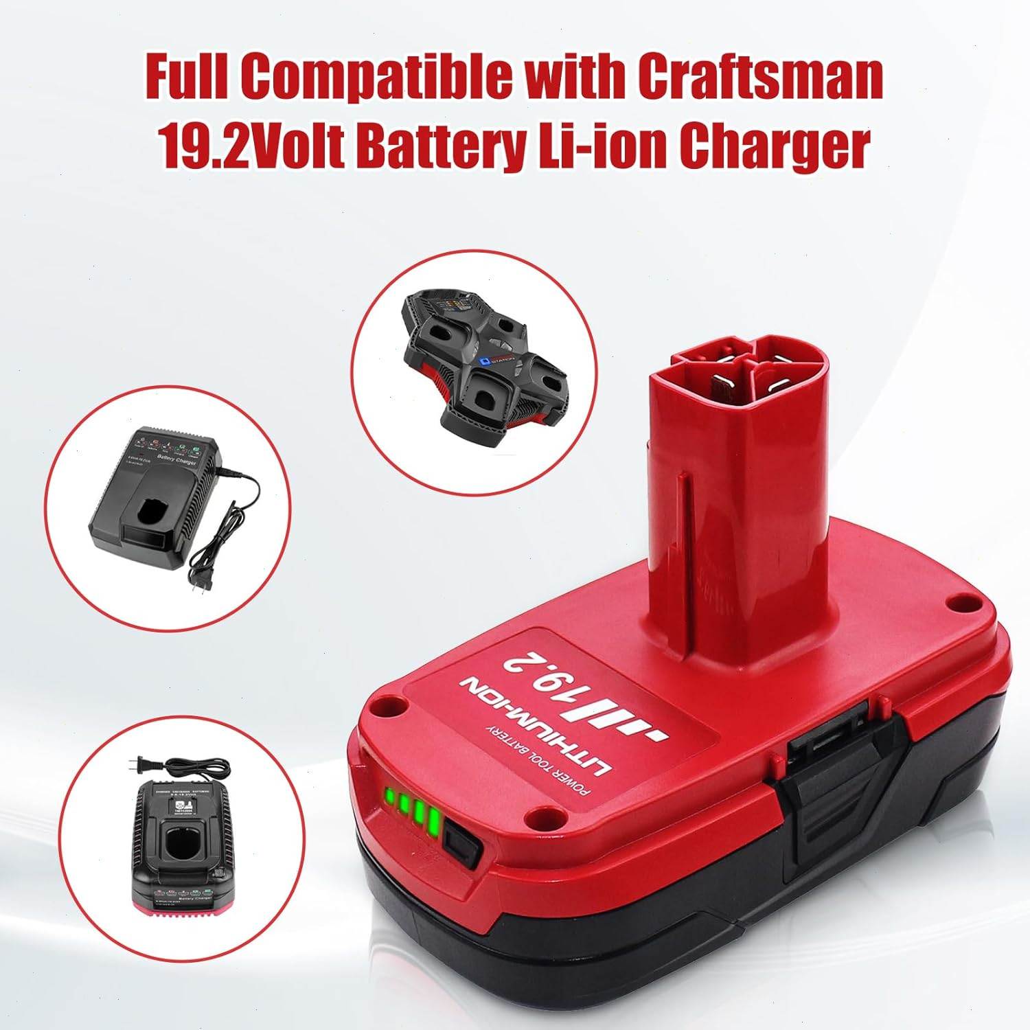 2P 4.0Ah C3 Lithium-ion Battery for Craftsman 19.2V Battery /Charger 1302790