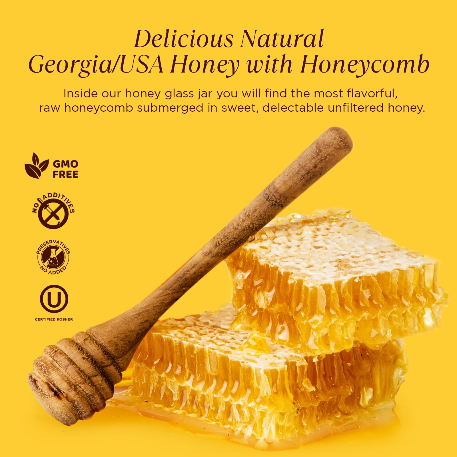 Raw & Unfiltered Honey with Comb 1lb. by Pure Southern Honey, New 2023 Crop