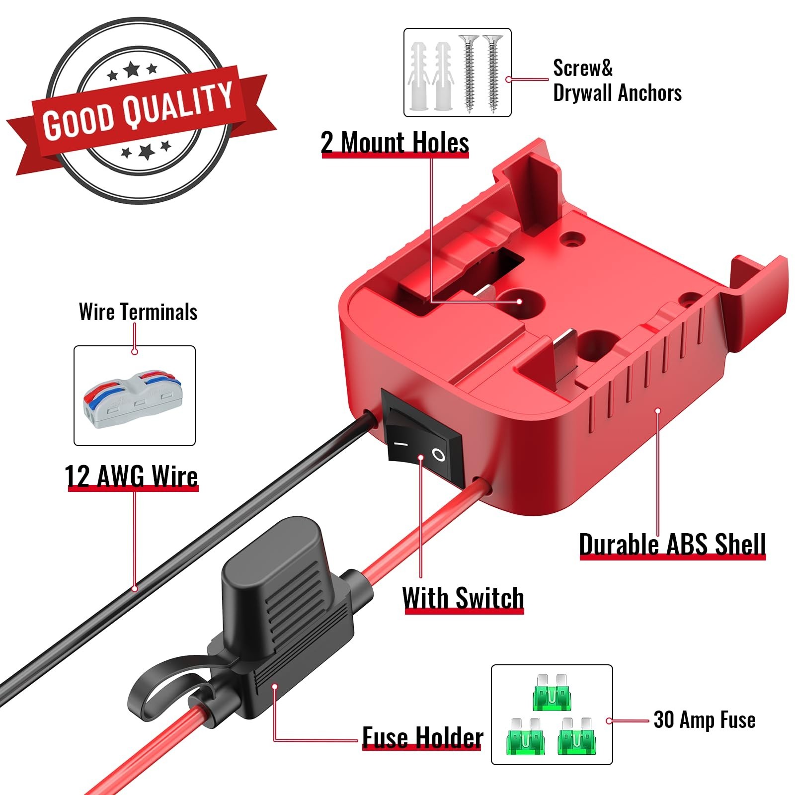 18V to 12V Power Wheel Adapter Compatible with Milwaukee 18V Battery for DIY Car