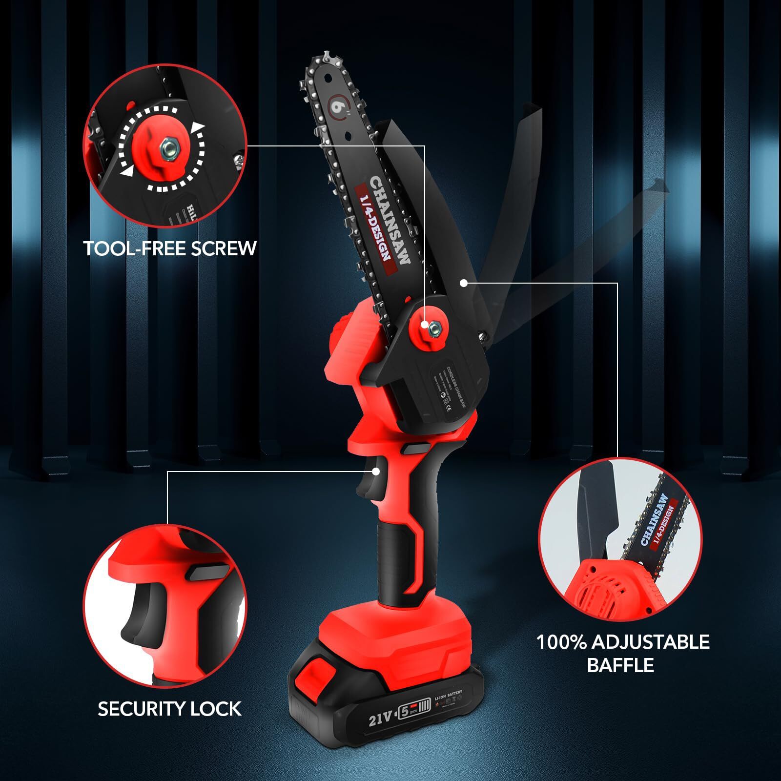 6-Inch Mini Chainsaw Cordless, Portable Electric Saw with 2 Batteries