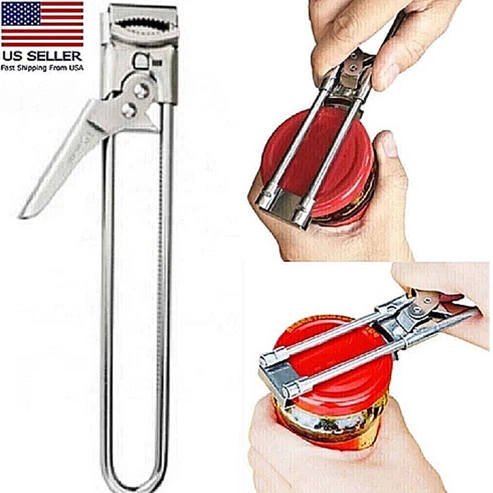 2X Adjustable Multifunctional Stainless Steel Can Opener Jar Lid Gripper New