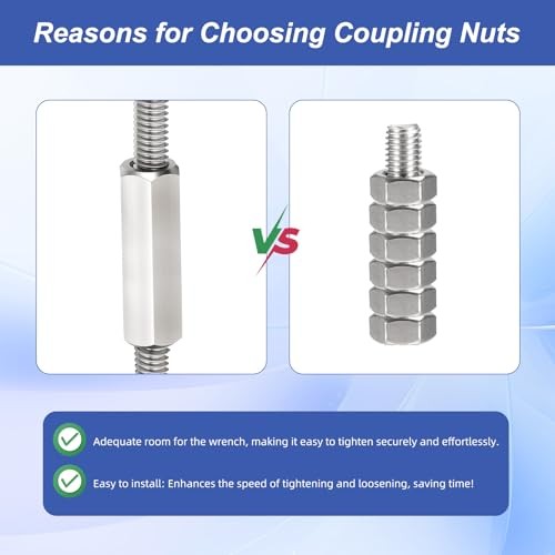 Hex Coupling Nuts, M4 x 0.7-Pitch 12mm/0.47″ Length Metric M4-0.7 x 12mm 5