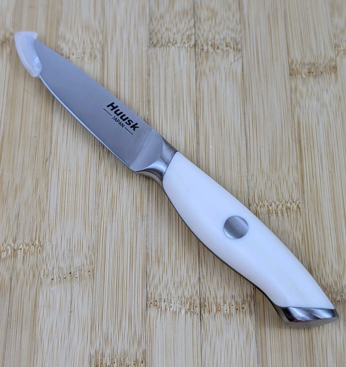 HUUSK Japan 3.5-in PARING Knife w/ HIGH-CARBON Steel Blade w/ WHITE Handle, NEW