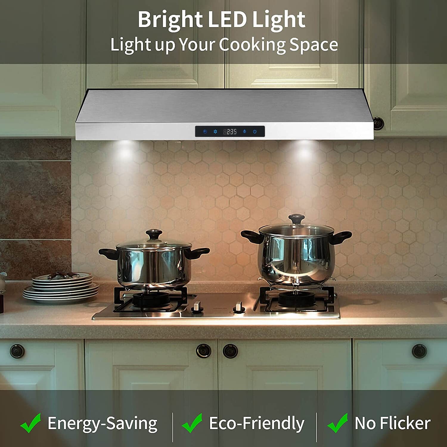 SNDOAS 30in Under Cabinet Kitchen Range Hood 800CFM 3-Speed Touch Control Vented