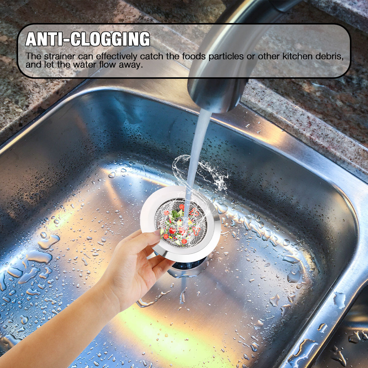 2PCS 4.5″ Kitchen Bathroom Sink Strainer Stainless Steel Filter Drain Strainer