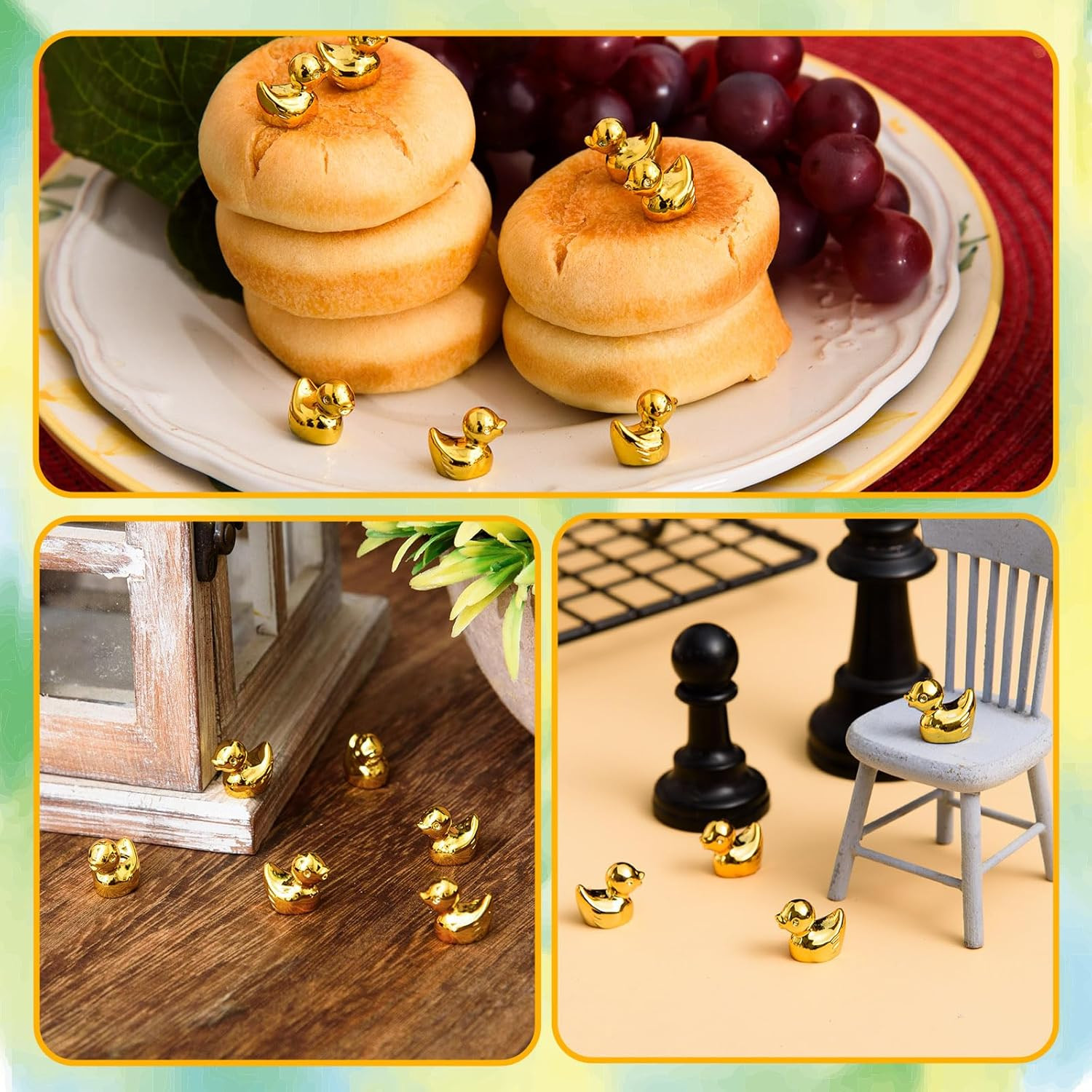 60 Pcs Shiny Mini Duck Figurines Metallic Color Tiny Duck Figures to Hide and Se