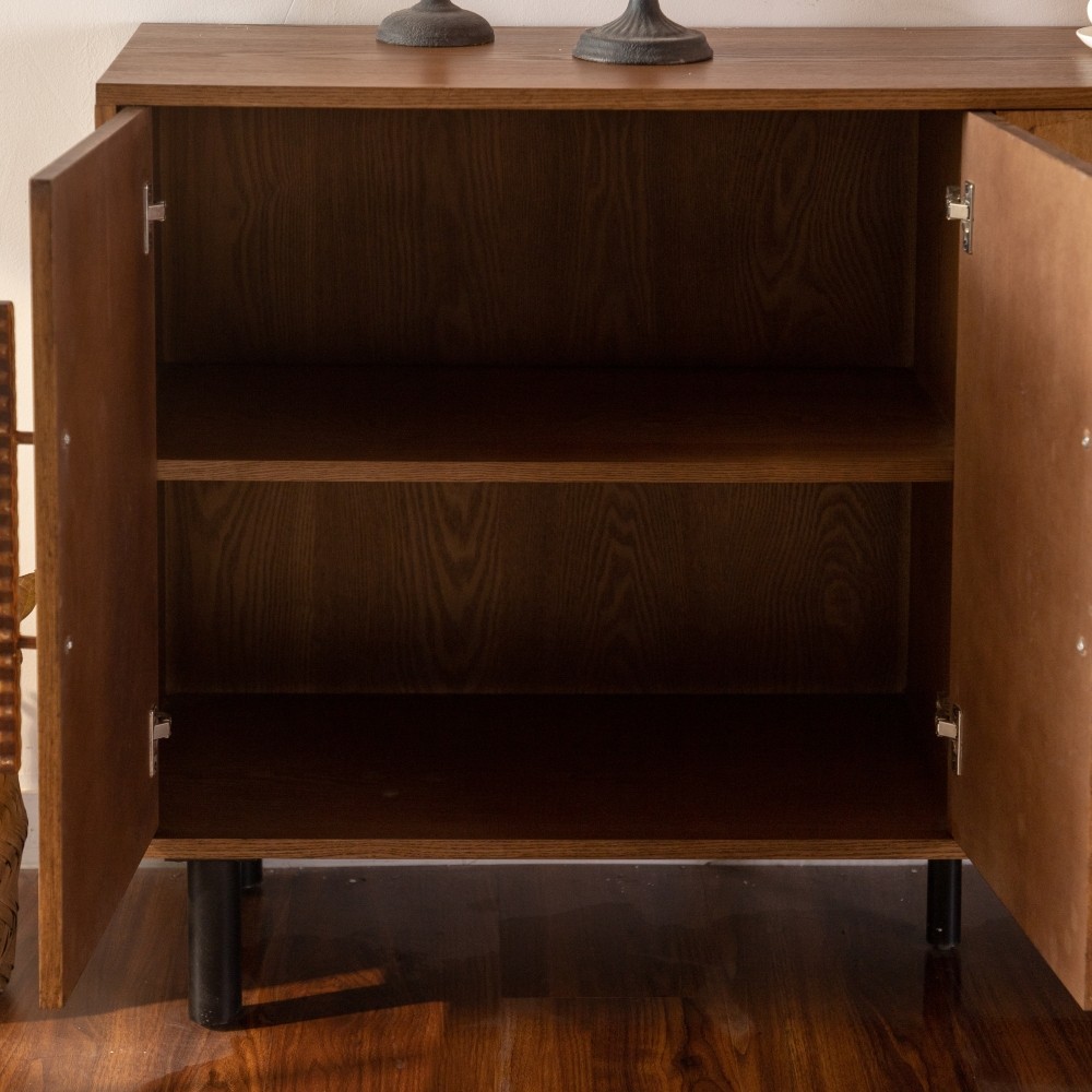 4 Door Sideboard Buffet Cabinet Solid Wood Arched Door Storage Console Table