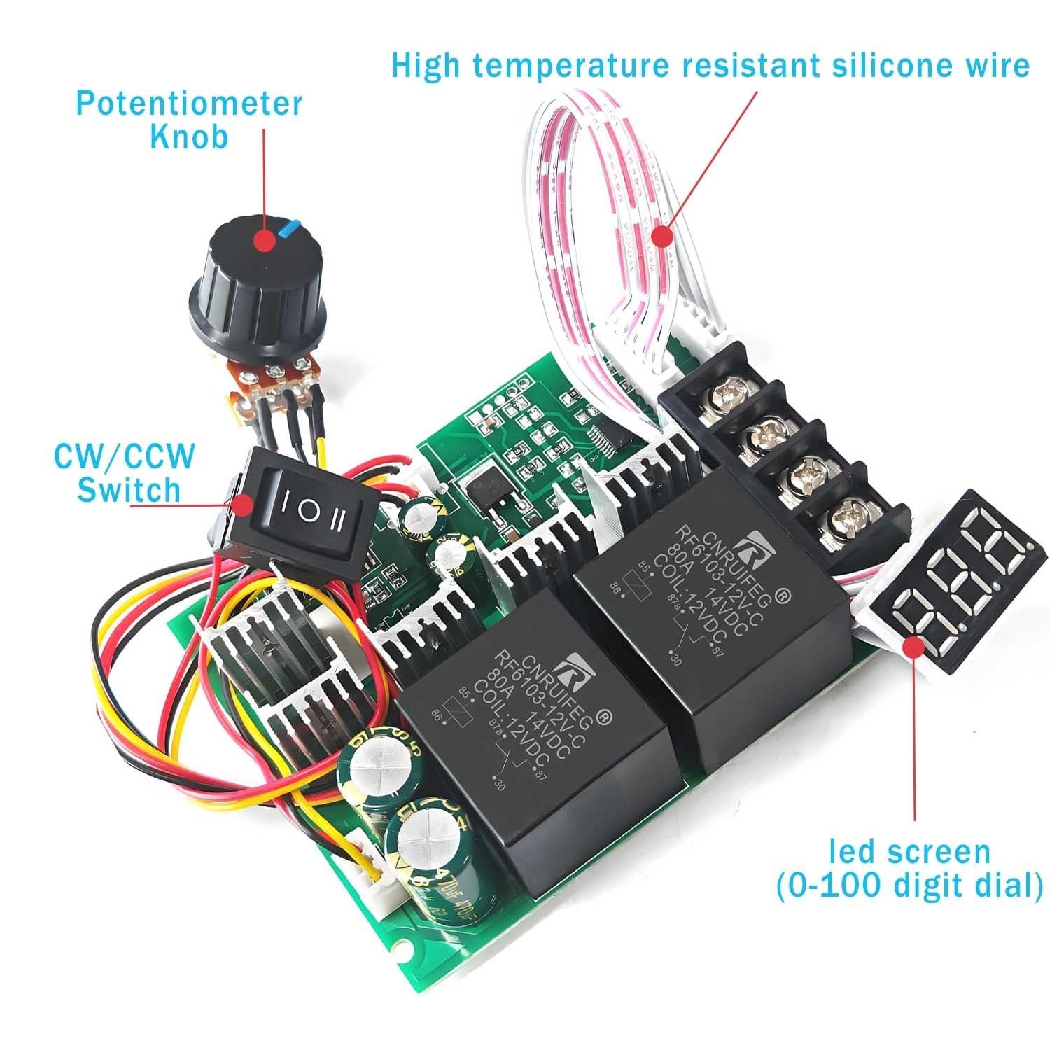 PWM DC Motor Speed Controller,12V/24V/36V/48V/40A LED Display Stepless Speed …