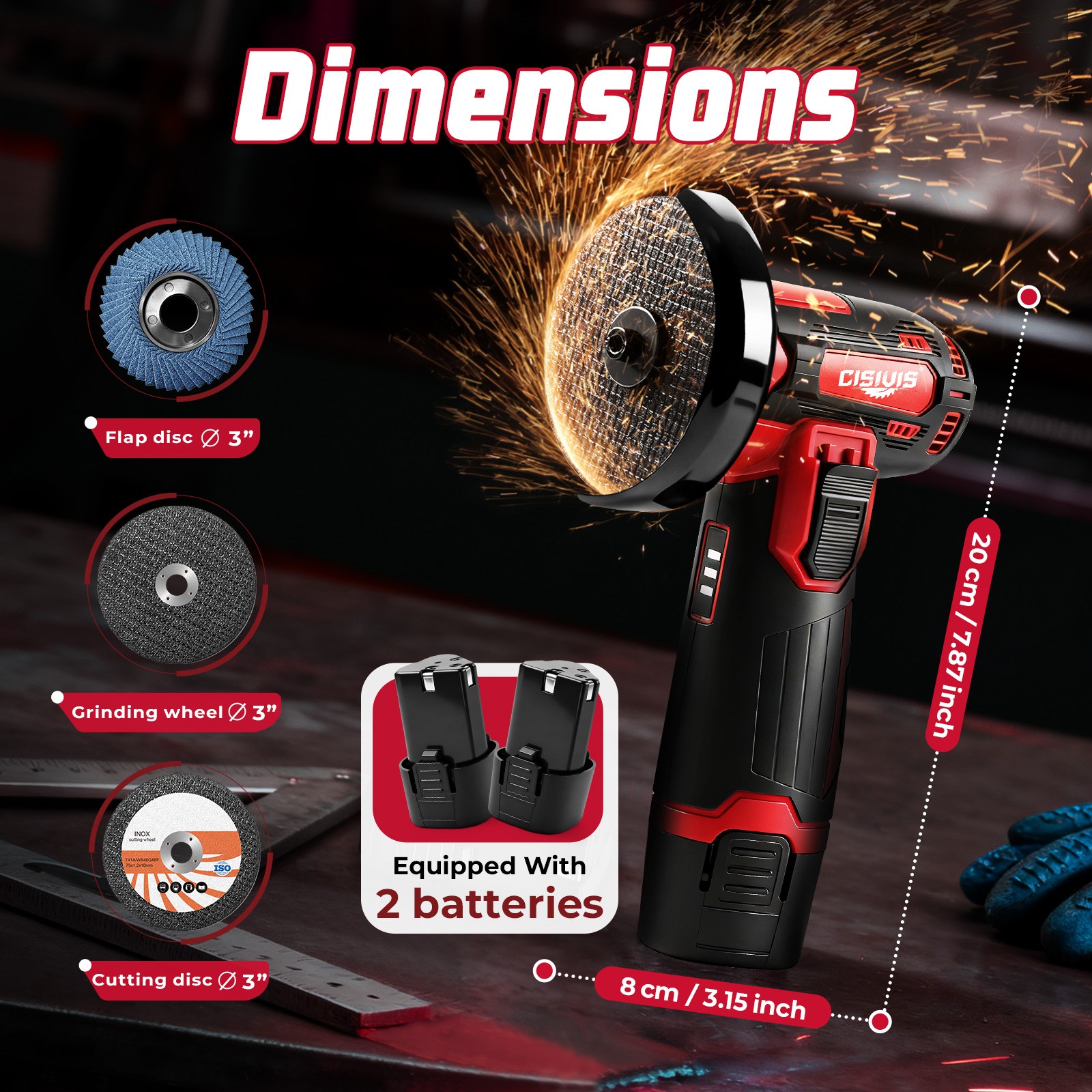 3 Inch 12V Lithium Electric Angle Grinder – Handheld Grinding Polishing Tool