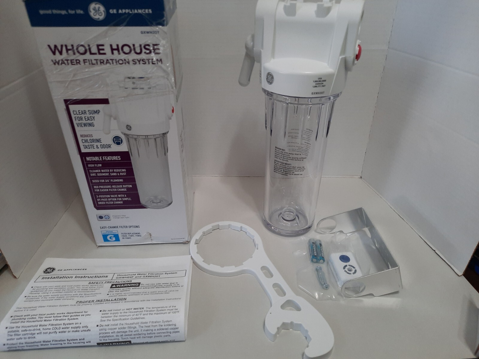 GE High Flow Whole House Water Filtration GXWH20T Reduces Chlorine Taste / Odor