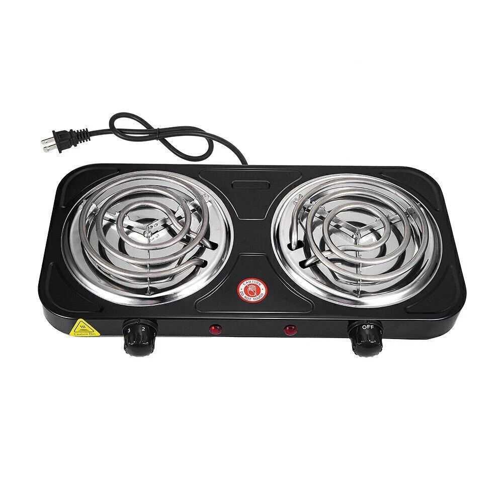 Portable Kitchen Electric Double Burner Hot Plate Cooktop Cooking Stove 2000W