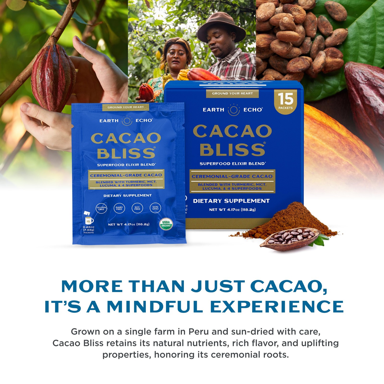 Cacao Bliss Cacao Powder Ceremonial Grade Organic Raw MCT Oil Turmeric