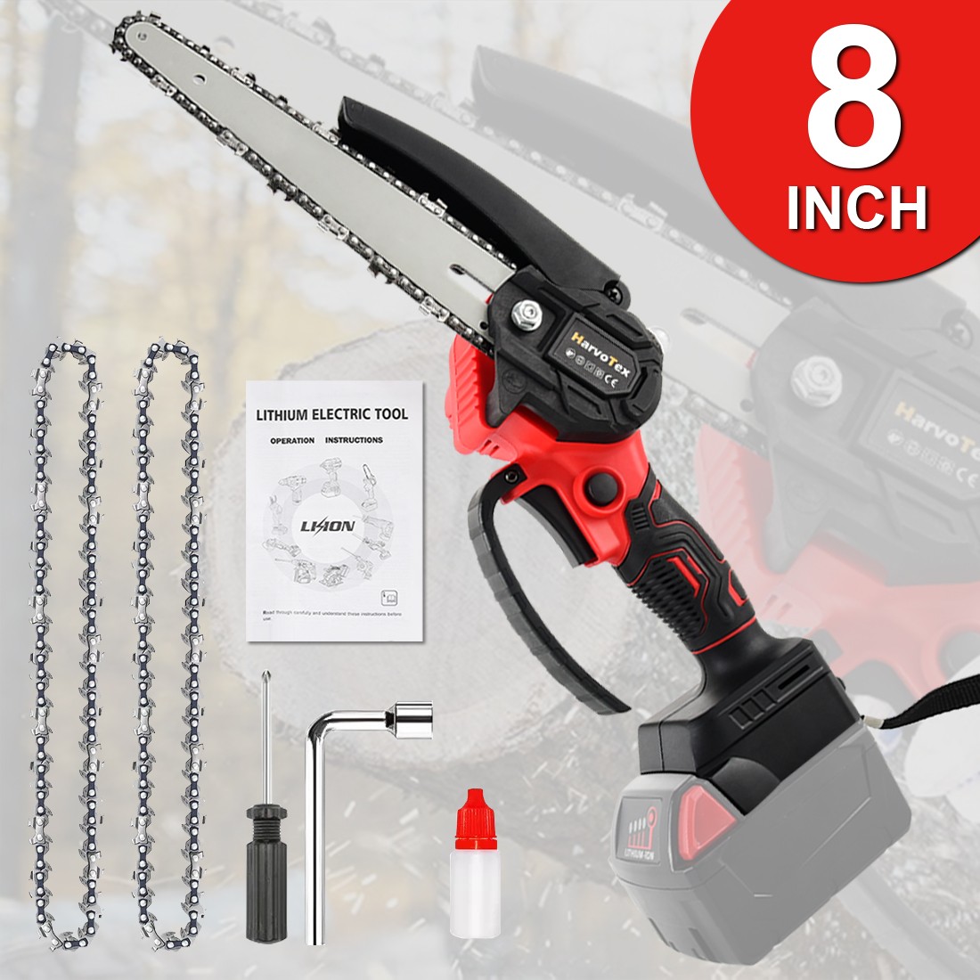 Cordless Chainsaw for Milwaukee 18V Battery 8 inch Handheld Mini Pruning Saw