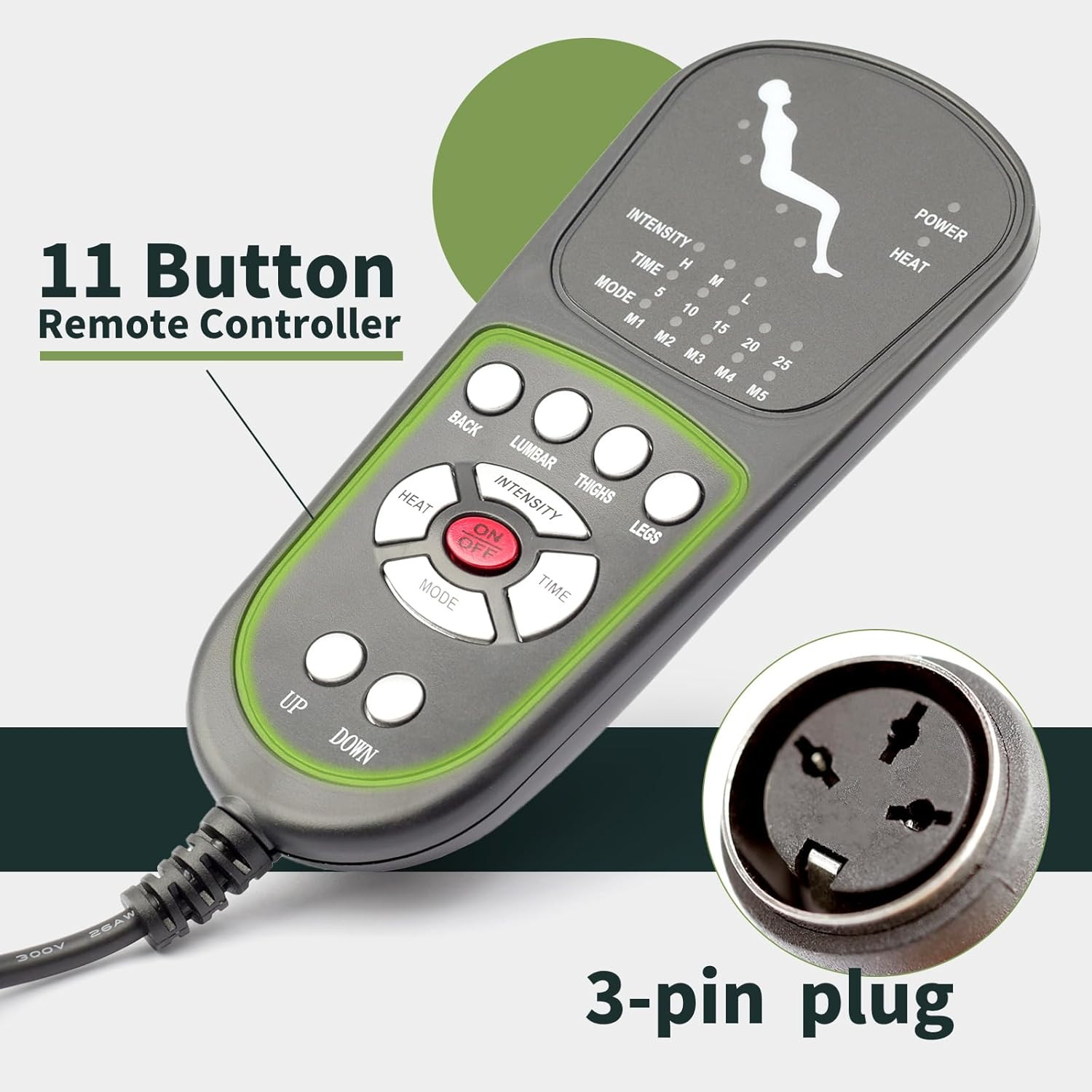 3 Pin Replacement Massage Function Remote Handset Controller for Recliner Lift C