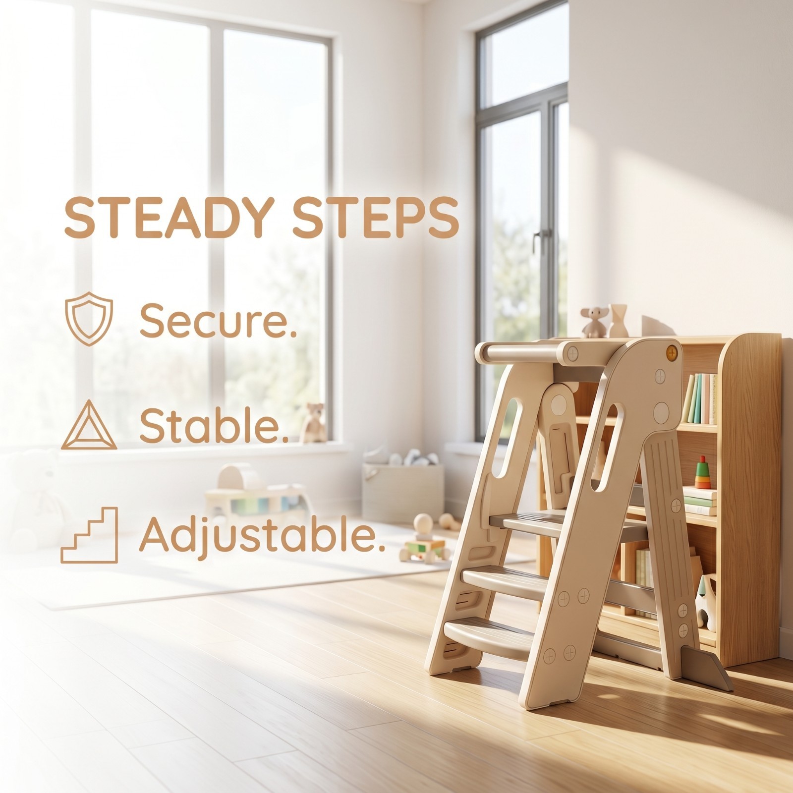 Foldable Toddler Tower Kitchen Step Stool for Kids