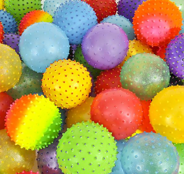 500 5″ Knobby Balls Spiky Stress Sensory Inflatable Bounce Less than 50CENT EACH