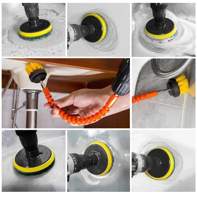 24PCS Drill Brush Cleaning Kit Power Scrubber Tile Grout Bathroom Cleaner