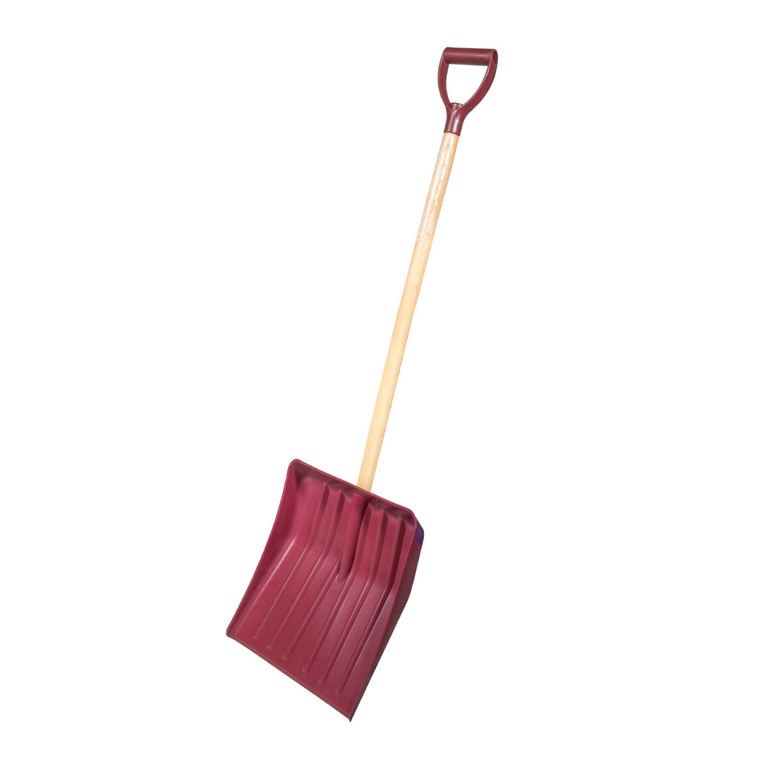 Farm Tuff Heavy Duty Snow Shovel with Hardwood Ash Handle, Red, 15.5in