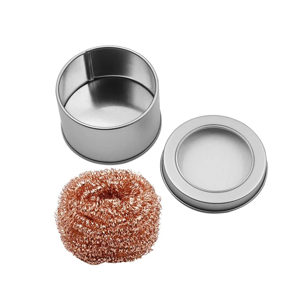 Soldering Iron Solder Tip Cleaner with Copper Wire Ball & Metal Base Holder