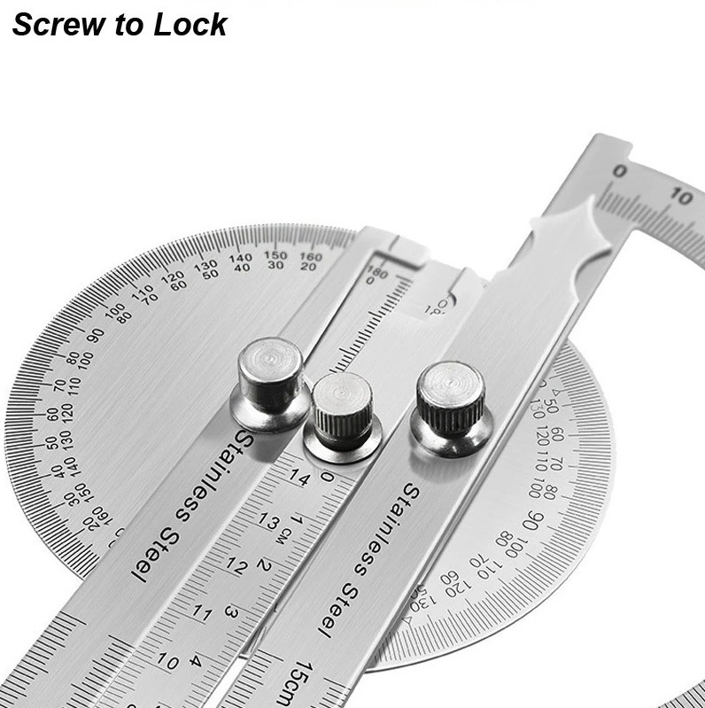 1pc Stainless Steel Angle Meter Protractor Ruler 180° Gauge Tool – NEW