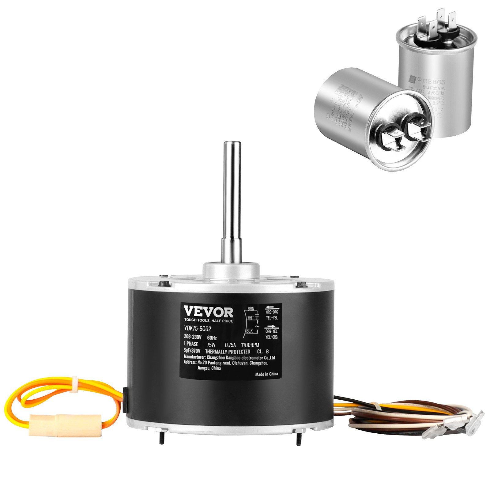 Condenser Fan Motor 5KCP39BGS069S, 5KCP39BGY915S, 1/10 HP, 208-230V, 1100RPM – P