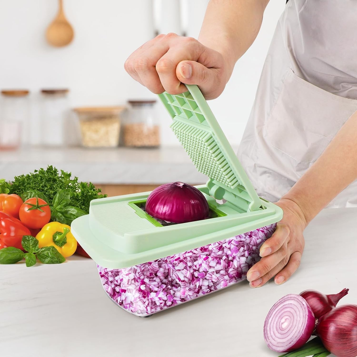 User-Friendly Onion Chopper with 8 Blades – Ideal for Healthy Cooking & Salads
