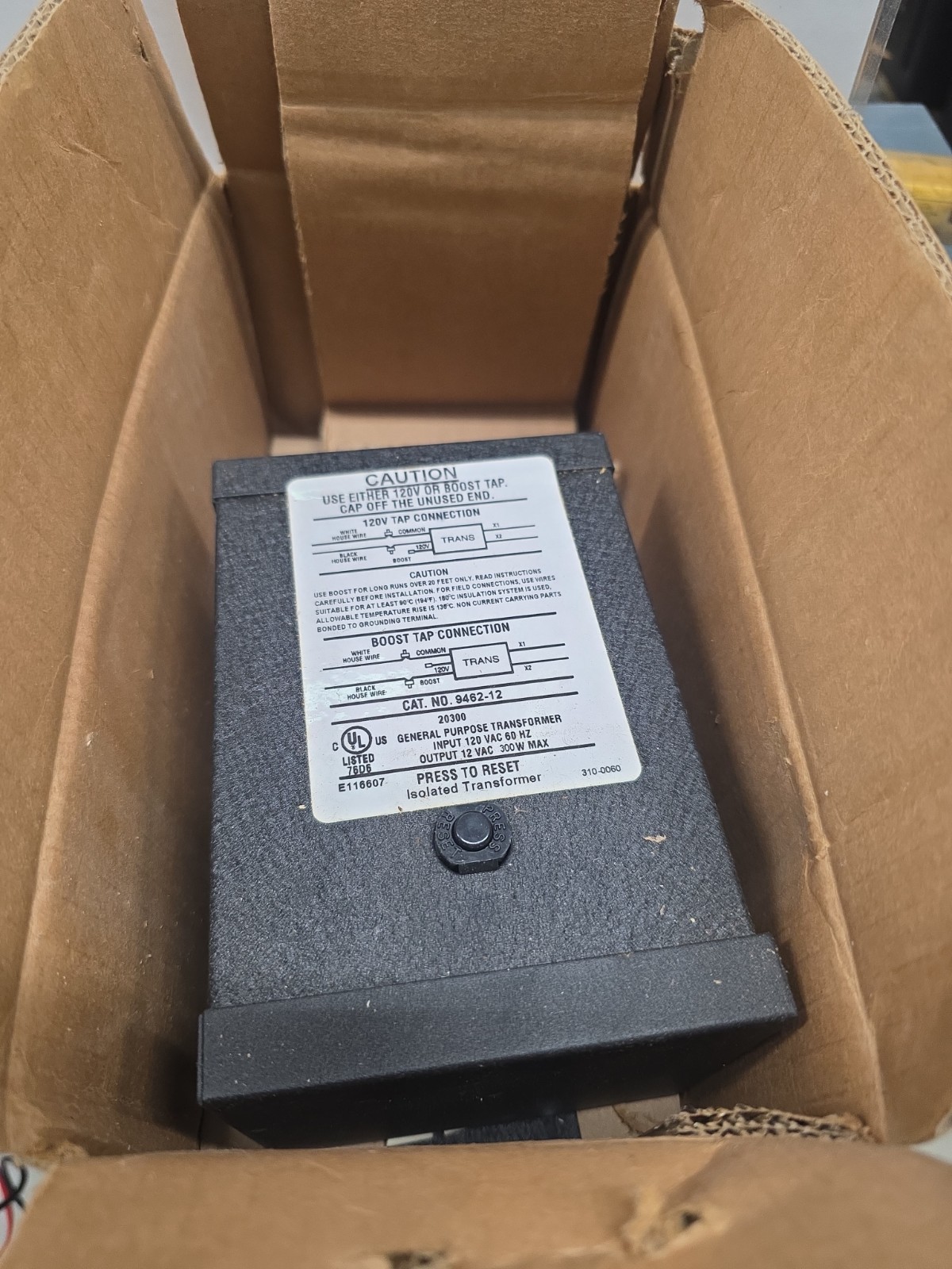 9462-12 Sea Gull Lighting Transformer Input 120Vac 2.5A Output 12Vac 25A 300W