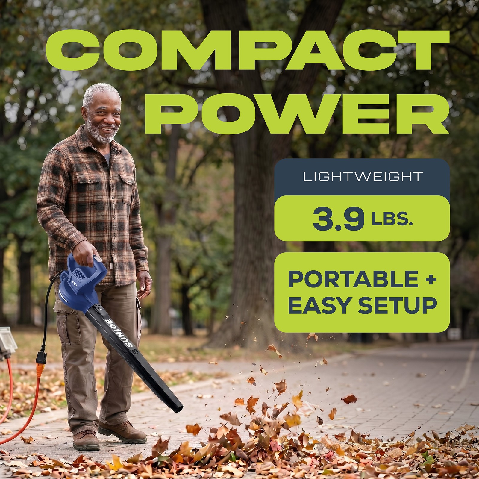Sun Joe Electric All Purpose Leaf Blower, 6 Amp Motor, 155 MPH Air Speed, Blue