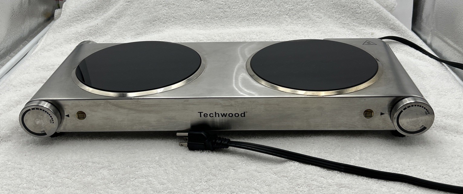 Techwood ES-3201C Portable Electric Double Burner Hot Plate Stainless Steel