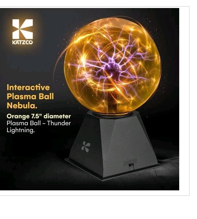 7.5 ” Orange Plug In Plasma Ball Touch Sensitive With 1 Bulb Wireless Light Up