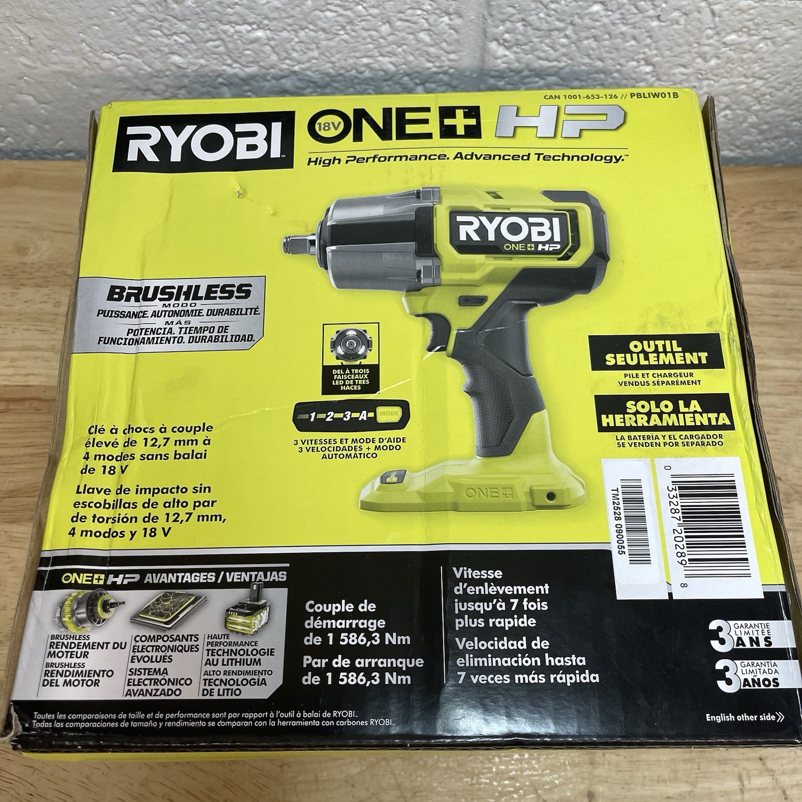 RYOBI PBLIW01B HP 18V 4-Mode 1/2″ High Torque Impact Wrench