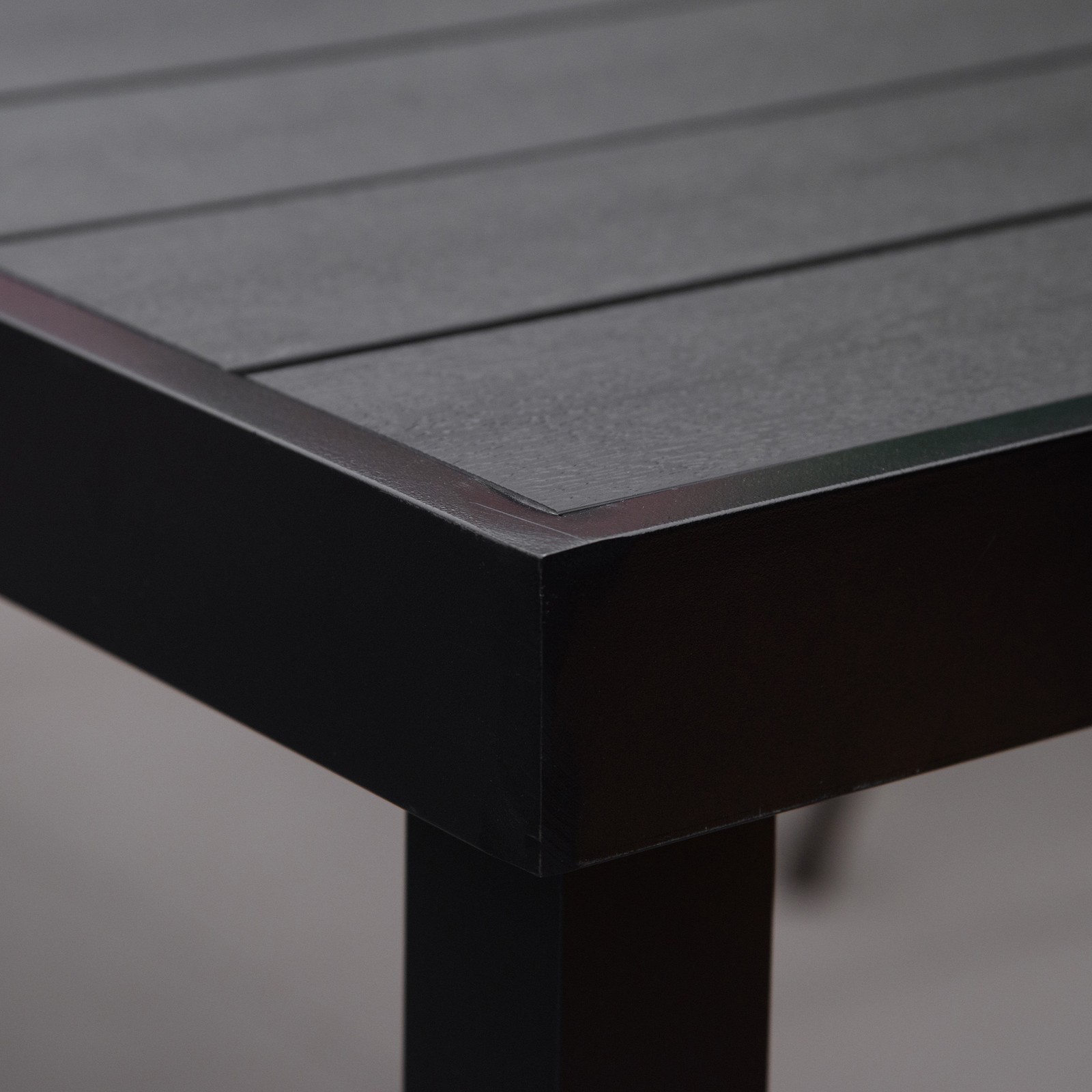 75x35in Outdoor Dining Table for 8 Aluminum Faux Wood Patio Table Black