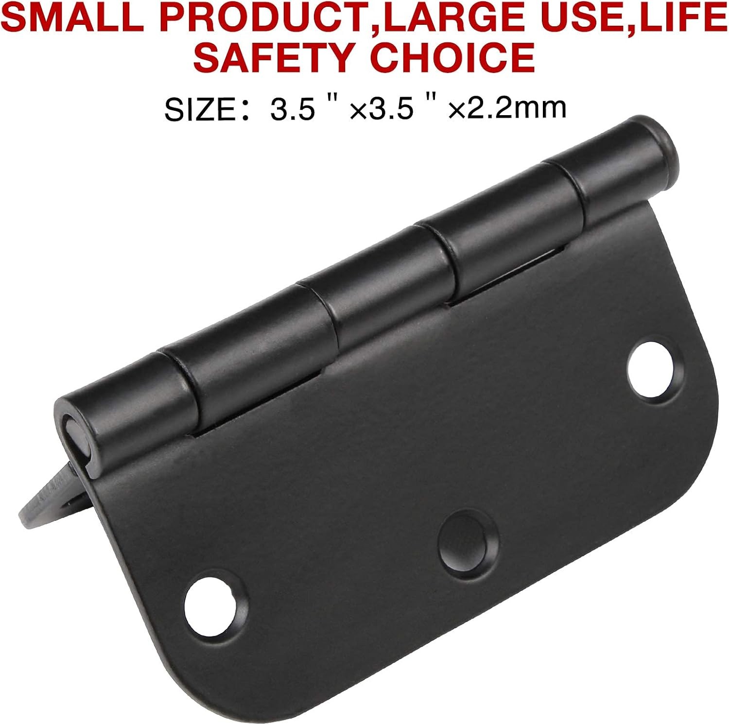 30 Pack 3.5″ Matte Black Door Hinges Interior Residential 5/8 Radius Round Corne