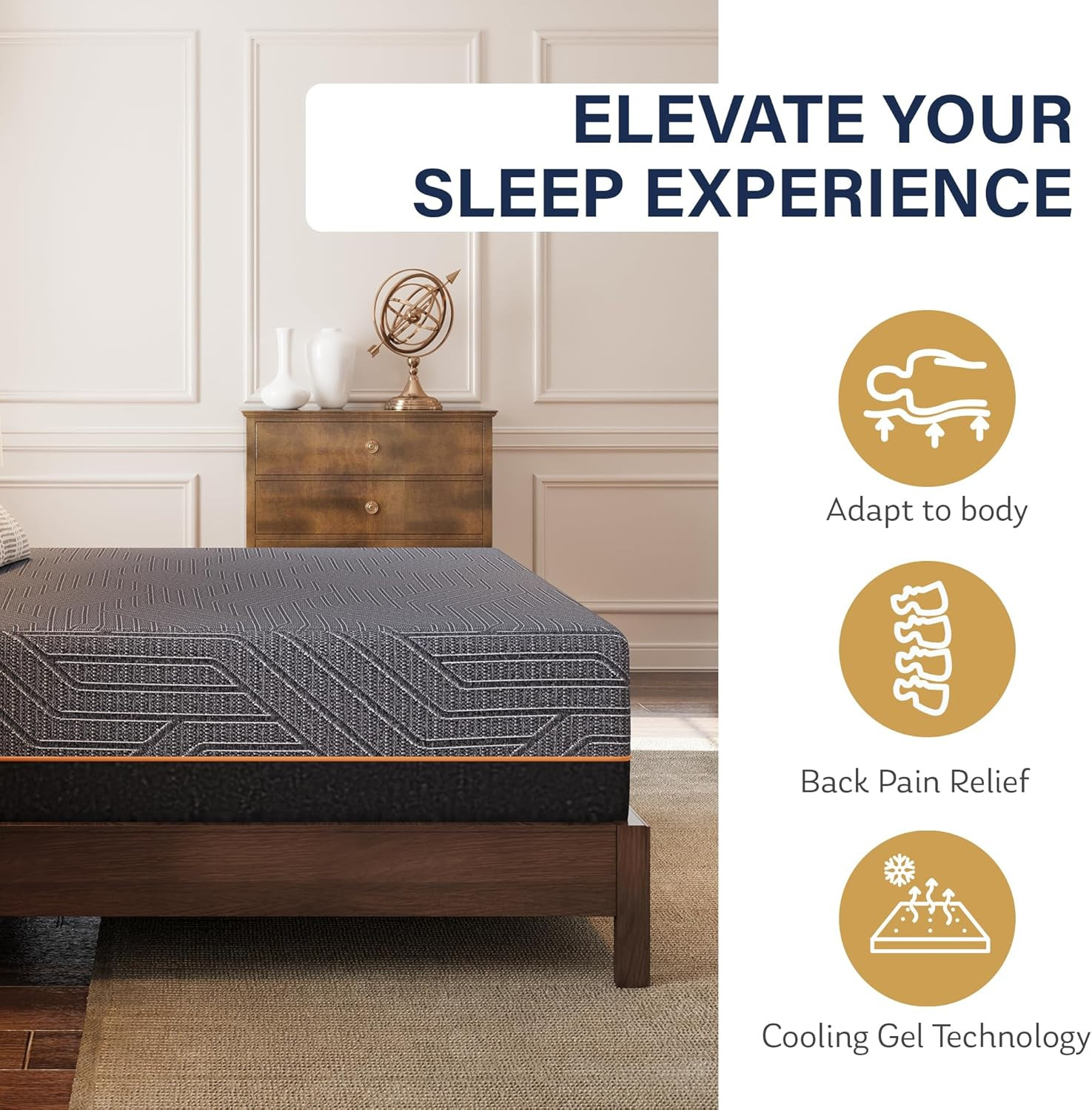 EGOHOME 14″ King Copper Gel Memory Foam Mattress – Pain Relief & CertiPUR-US
