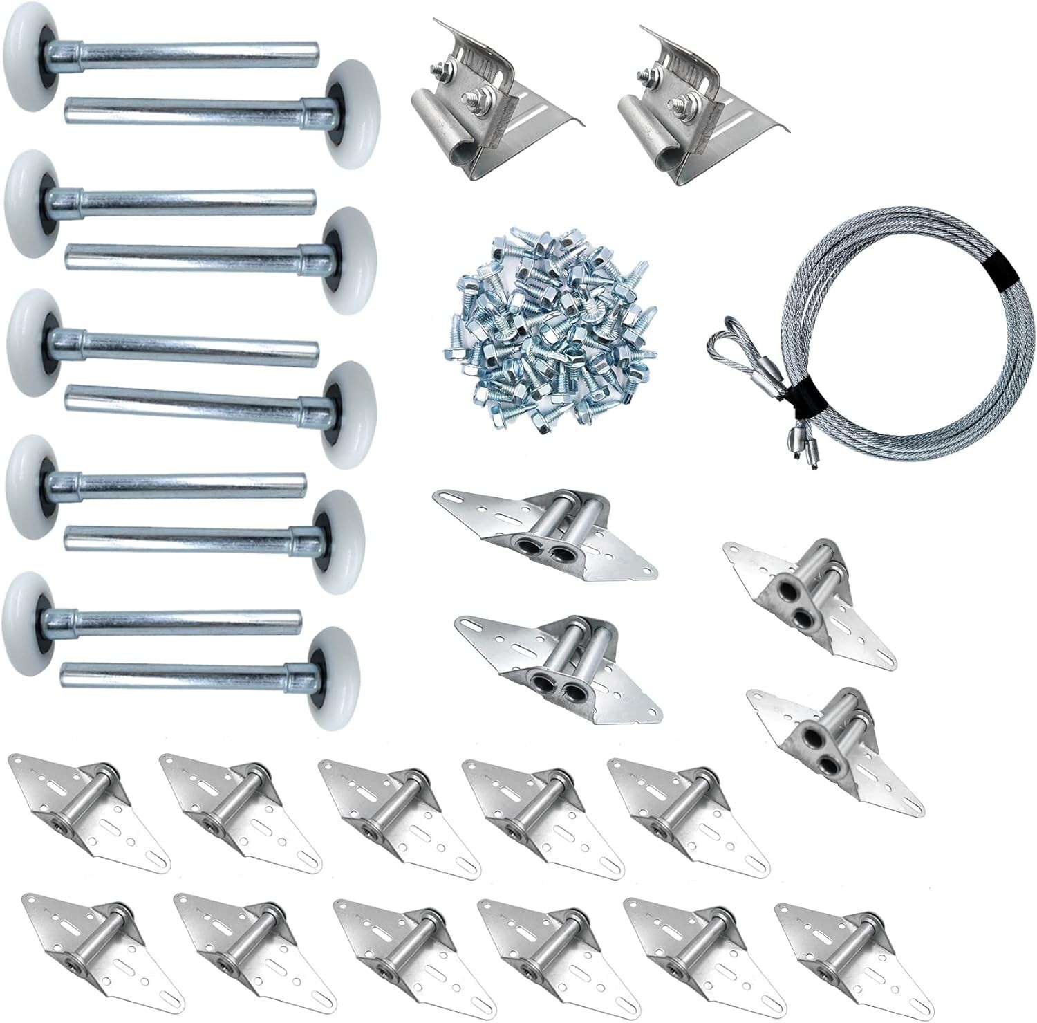 Double Garage Door Hardware Kit Roller/Hinge/Wire Rope For 16’x7′ and 18’x7′