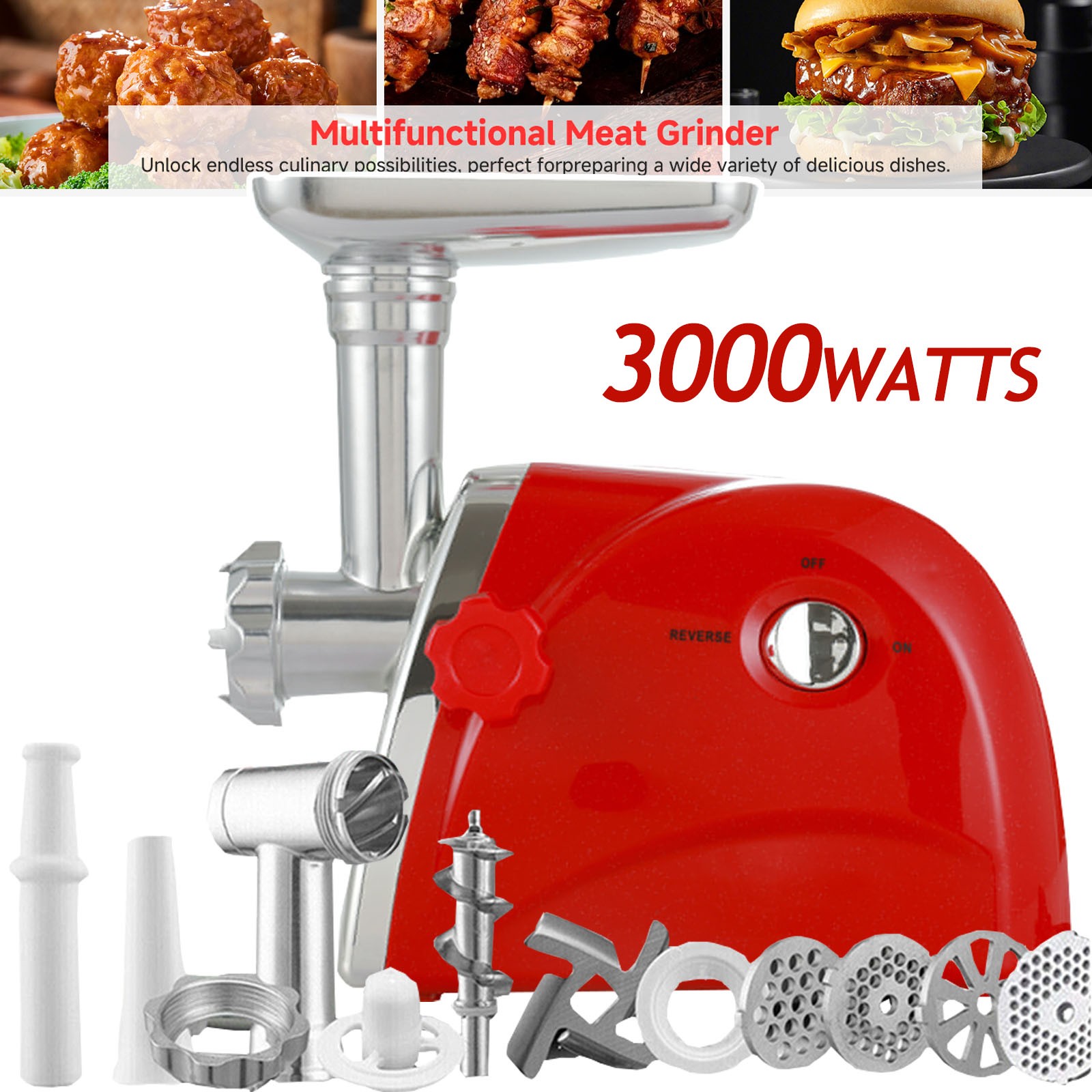 Heavy Duty 3000W Commercial Electric Meat Grinder Sausage Maker Mincer Stuffer