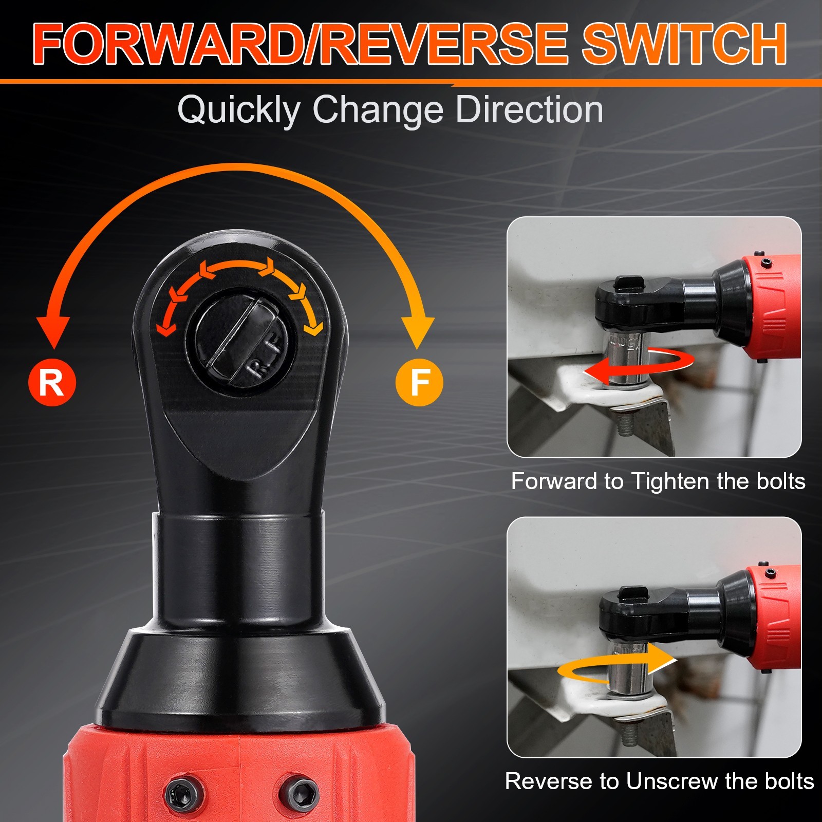 3/8″ Electric Cordless Ratchet Right Angle Wrench Impact Power Tool + 2 Battery