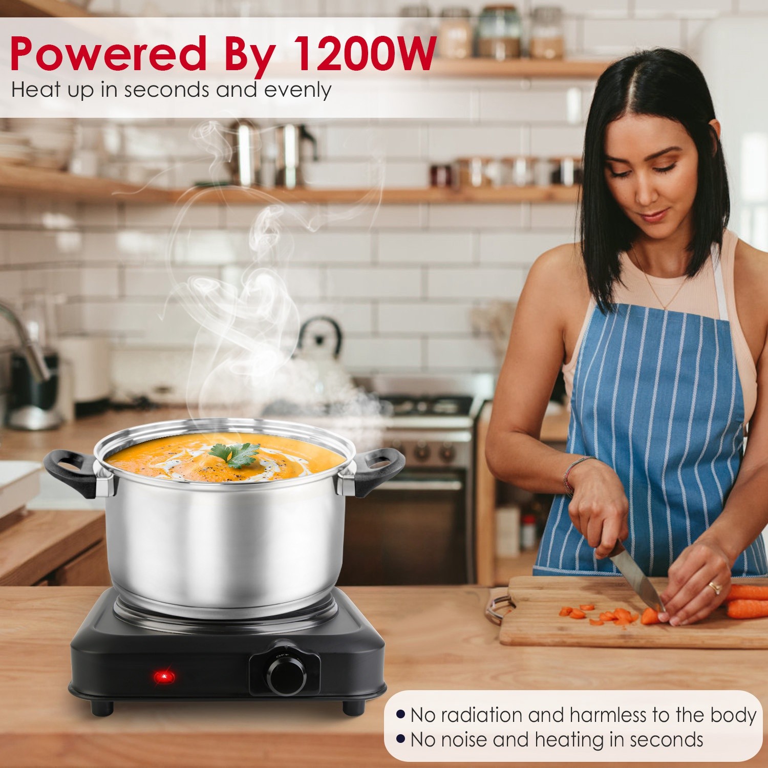 Adjustable Temperature Electric Burner Countertop Hot Plate Cooktop Stove